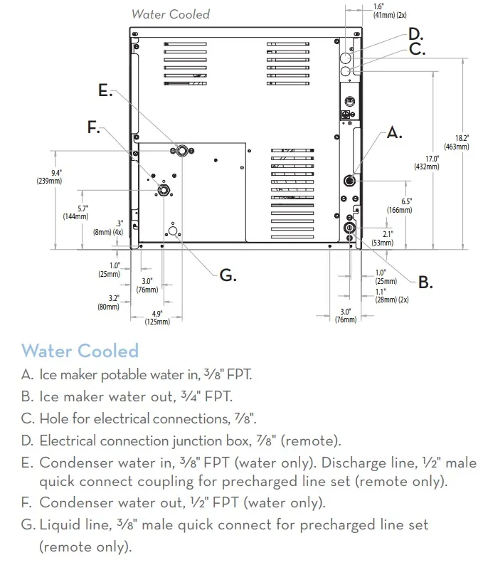 Ice-O-Matic CIM0320HW 316 lb. Elevations Series Water Cooled Half Dice Ice Machine 22"W - Image 4