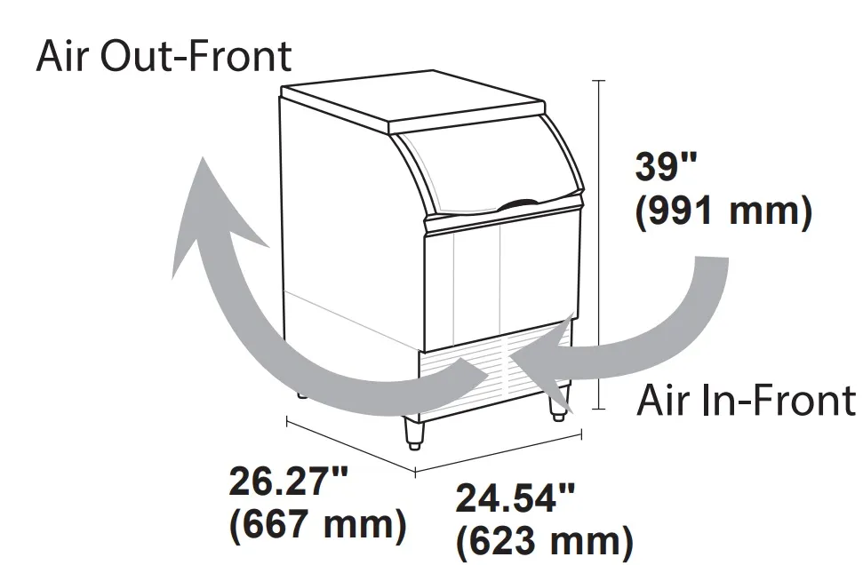 Ice-O-Matic ICEU220HA 238 lb. Undercounter Air Cooled Half Dice Ice Machine with 70 lb. Bin 24-1/2"W - Image 4