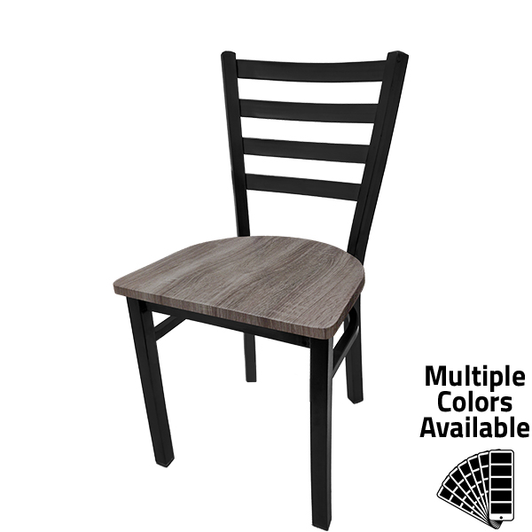 CM-234 Standard Ladderback Metal Chair - Black Powder Coat Frame