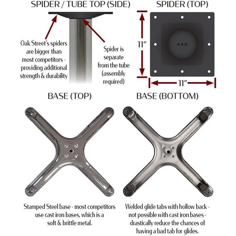 Chrome Plated Stamped Steel Cross Table Base - Image 2