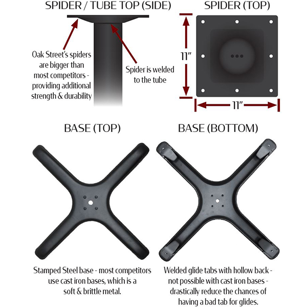 Black Stamped Steel Cross Table Bases - Image 3
