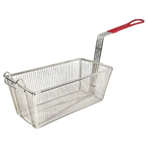 Nickel Plated Fry Basket - Red Handle