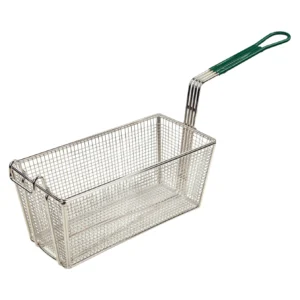 Nickel Plated Fry Basket - Green Handle
