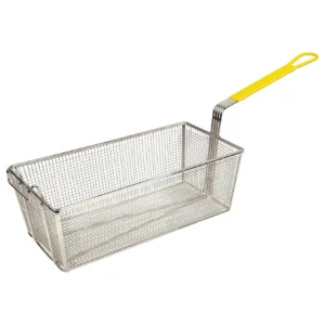 Nickel Plated Fry Basket - Yellow Handle