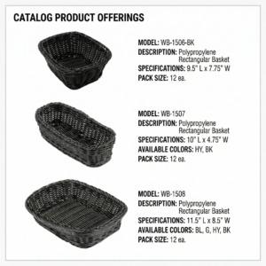 Woven Polypropylene Rectangular Serving Basket - WB-1506 to WB-1508 Series