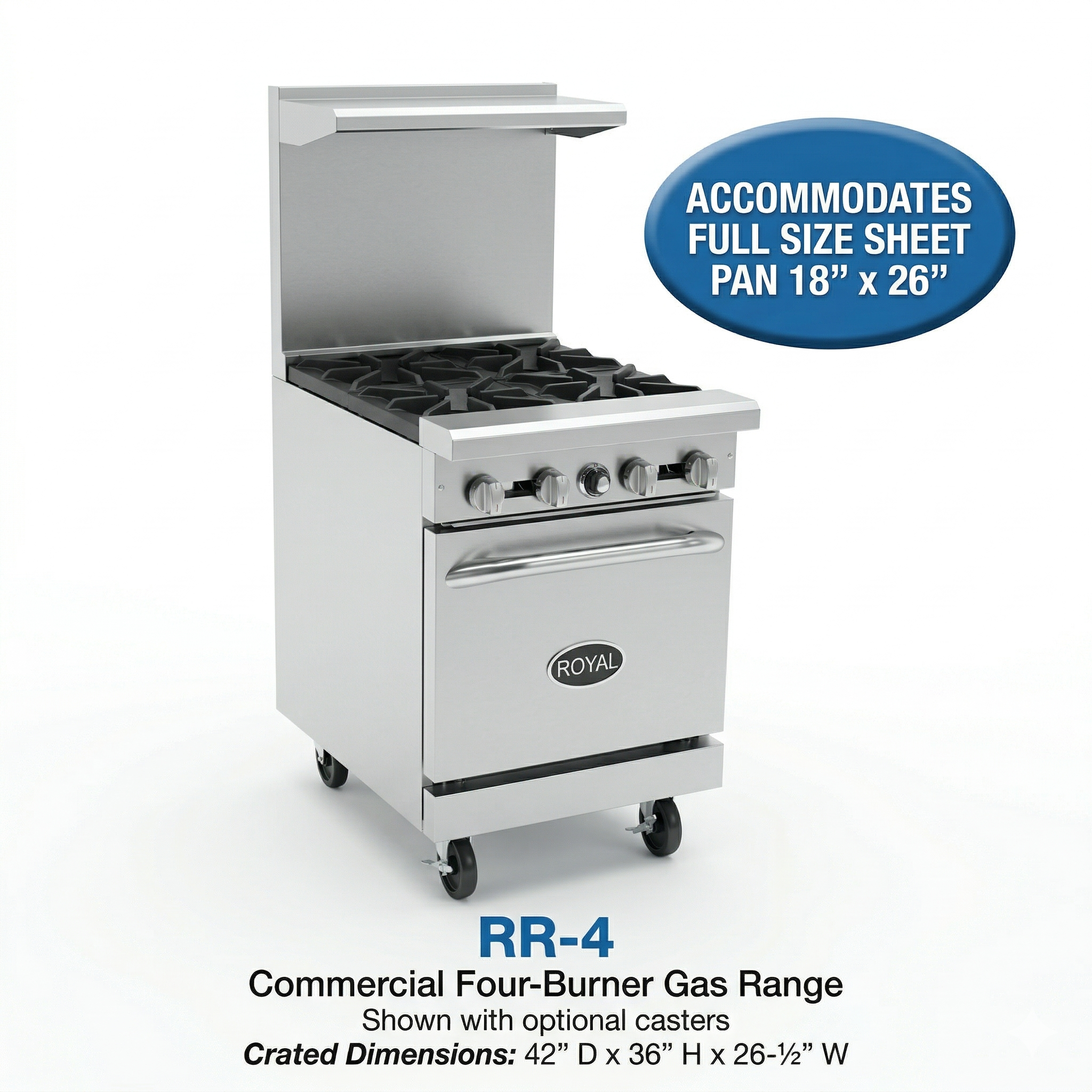 Royal Commercial Gas Restaurant Range with Standard Oven - RR Series