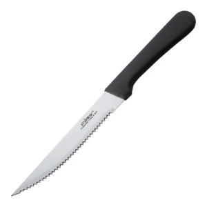 Winco K-60P Plastic Handle Steak Knife, Pointed Tip, 5" Blade
