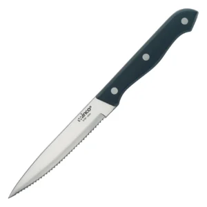 Winco K-70P Solid POM Handle Steak Knife, Pointed Tip, 5" Blade