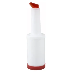 Winco PPB-2R Liquor & Juice Pour Bottle, 2 Qt, Red