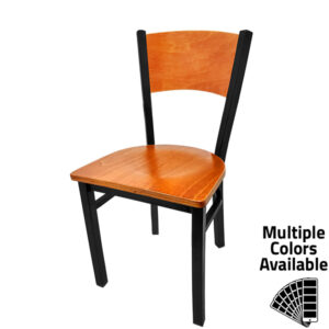 Oak Street Manufacturing SL2150-P Plain Wood Back Chair with Black Frame