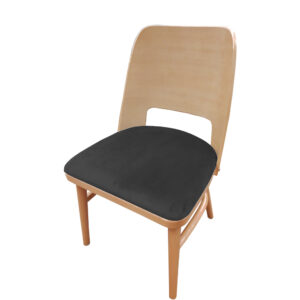 CW-0439 Aurora Chair - Natural Beech Wood with Solid Back & Black Vinyl Seat