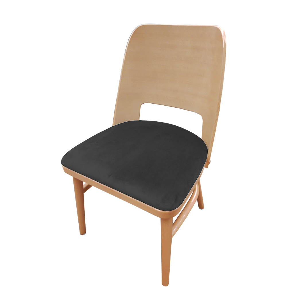CW-0439 Aurora Chair - Natural Beech Wood with Solid Back & Black Vinyl Seat
