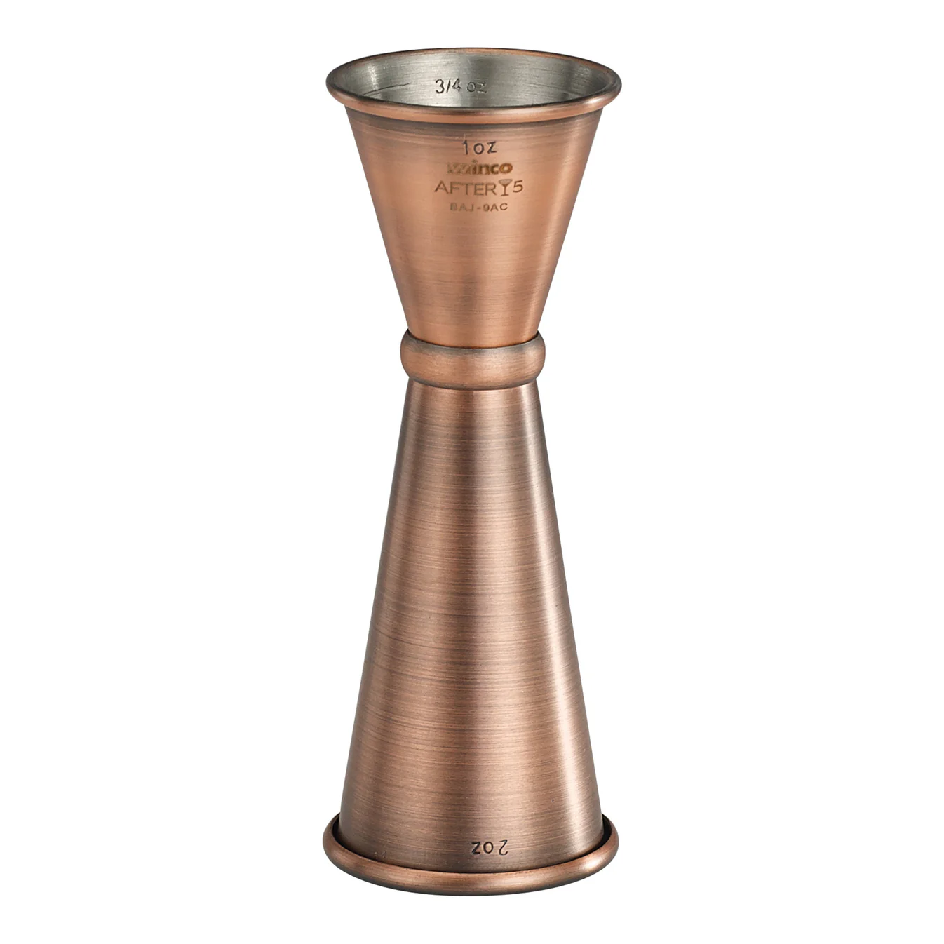 Winco BAJ-9AC Antique Copper Jigger, 1 oz & 2 oz