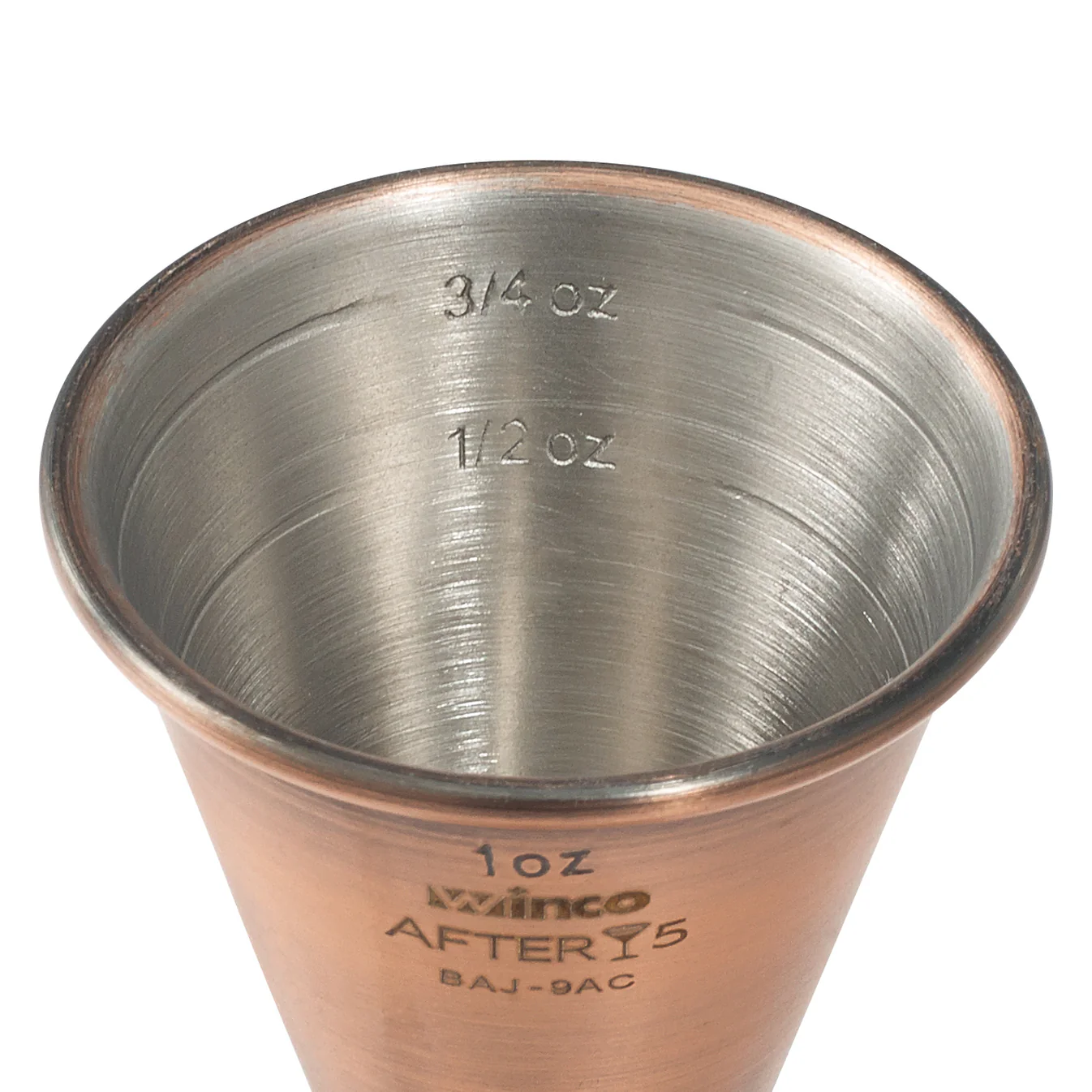 Winco BAJ-9AC Antique Copper Jigger, 1 oz & 2 oz - Image 2