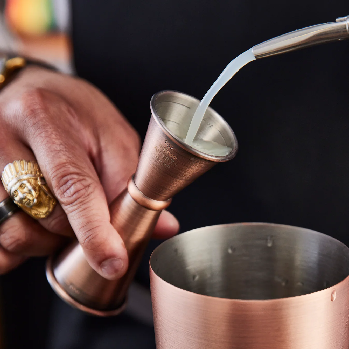 Winco BAJ-9AC Antique Copper Jigger, 1 oz & 2 oz - Image 4