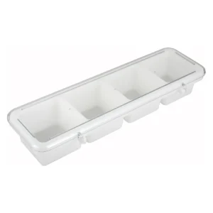 Winco BC-4P White Plastic Condiment Holder, 4 Compartments