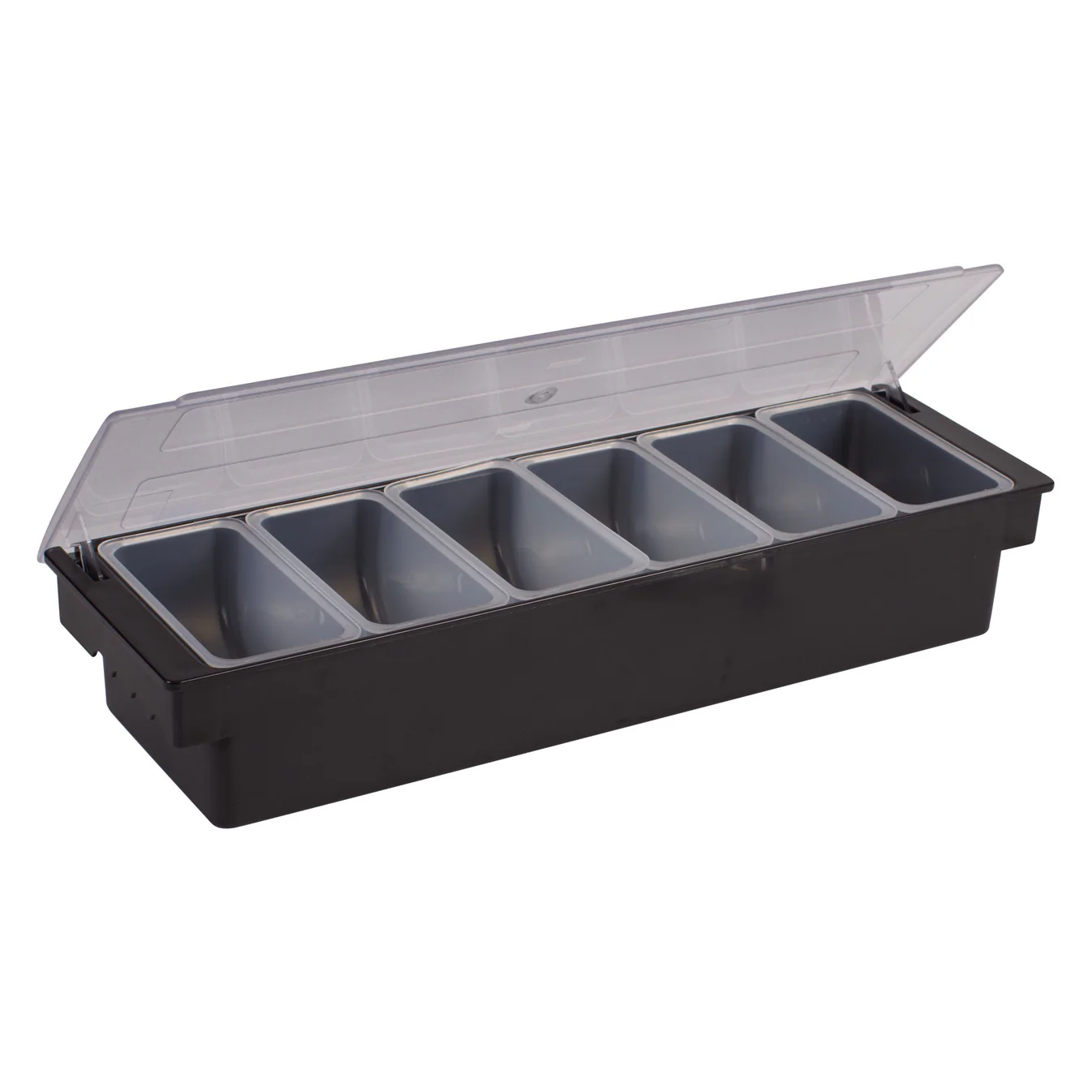 Winco CCH-6 Black Plastic Condiment Holder, 6 Compartments, NSF - Image 2