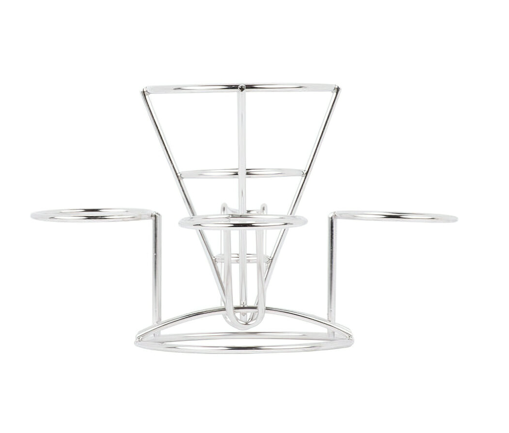 Wire Fry Cone with Built-In Ramekin Holders