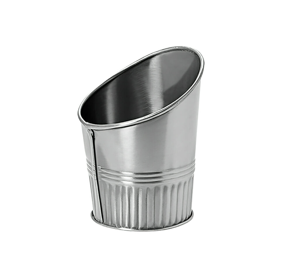 Angled Stainless Steel French Fry Cup