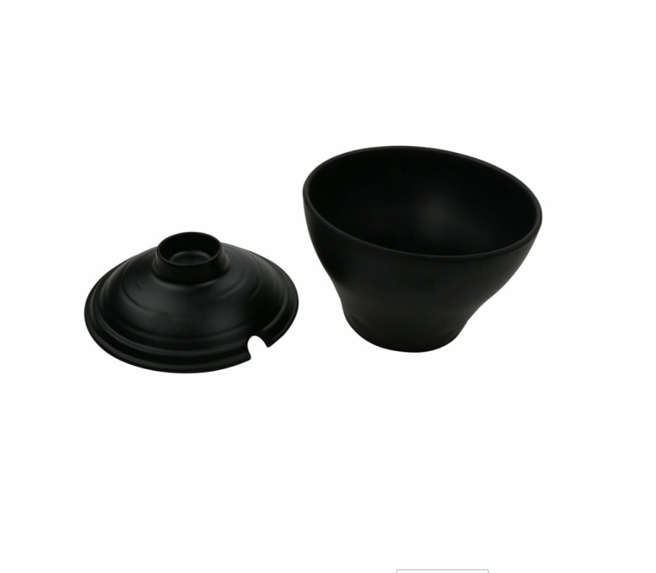Nara Black Melamine Bowl with Lid - Image 2