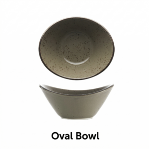 Itinow Green Smoke Reactive Glaze Oval Bowl