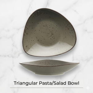 Itinow Green Smoke Reactive Glaze Triangular Pasta/Salad Bowl