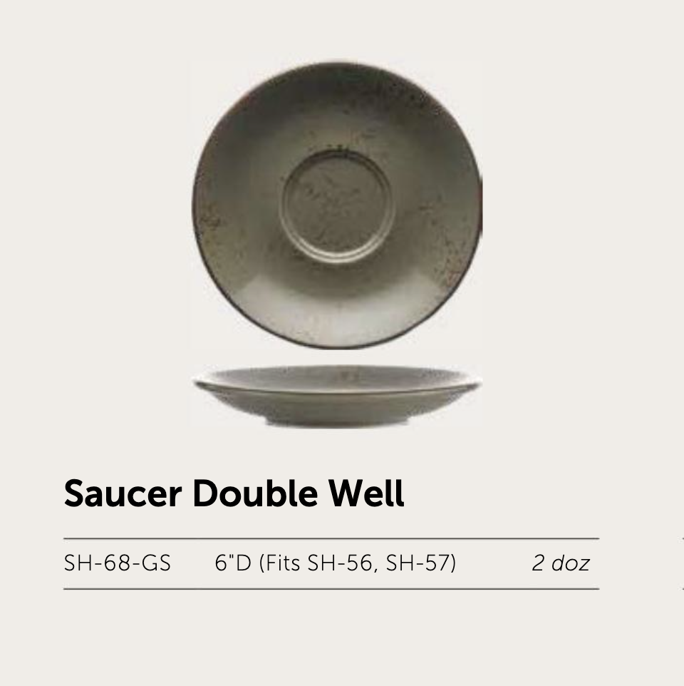 Itinow Green Smoke Reactive Glaze Saucer Double Well - Image 2