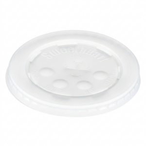 12-24 oz HIPS Plastic Straw-Slotted Lid with ID Buttons - Translucent